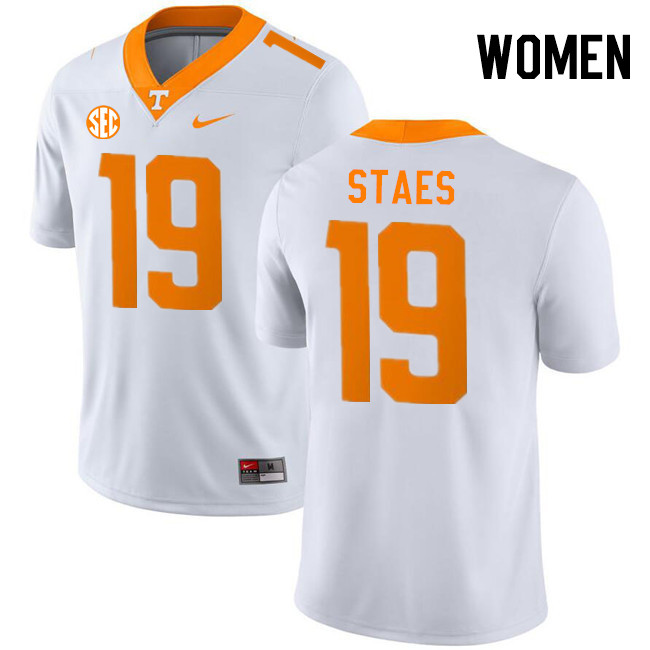 Women #19 Holden Staes Tennessee Volunteers College Football Jerseys Stitched-White